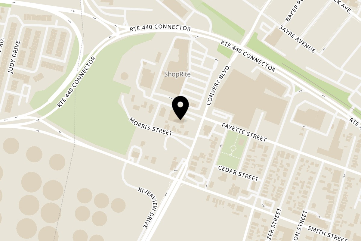 Map showing the location of Kennedy Fried Chicken & Pizza Halal on 587 Fayette St in Perth Amboy